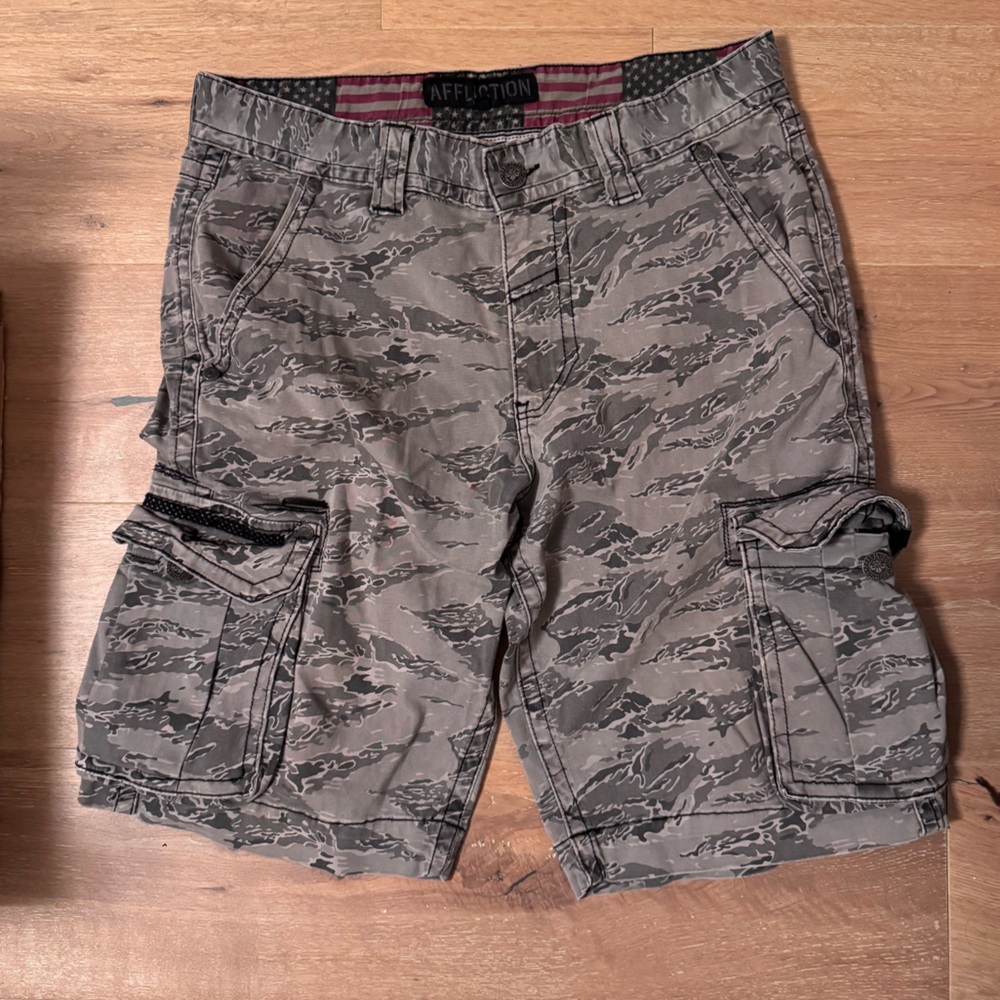 Affliction Camouflage Cargo Shorts